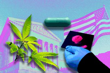 Cannabis leaves, pharmaceutical MDMA, and pink cocaine (aka Tussi)