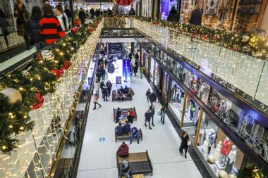 Christmas holiday shopping mall