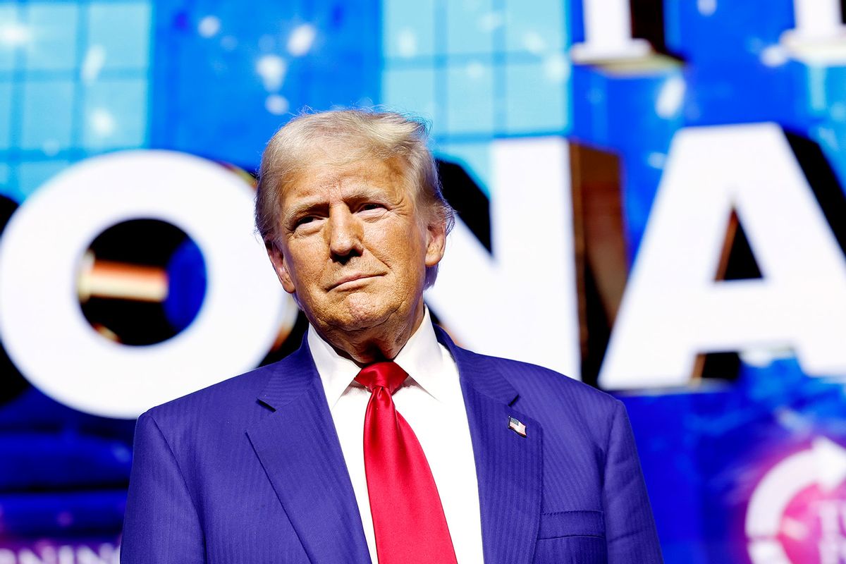 Republican presidential nominee, former U.S. President Donald Trump arrives at a Turning Point Action campaign rally at the Thomas & Mack Center on October 24, 2024 in Las Vegas, Nevada. (Anna Moneymaker/Getty Images)