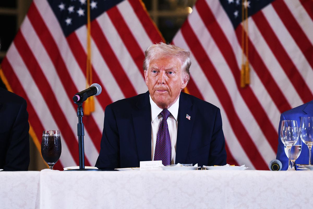 US President-elect Donald Trump speaks during a meeting with Republican governors at the Mar-a-Lago Club on January 09, 2025 in Palm Beach, Florida. (Scott Olson/Getty Images)