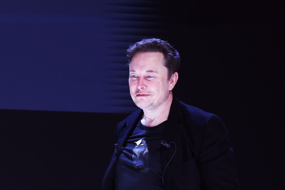 Elon Musk attends 'Exploring the New Frontiers of Innovation: Mark Read in Conversation with Elon Musk' session during the Cannes Lions International Festival Of Creativity 2024 - Day Three on June 19, 2024 in Cannes, France. (Marc Piasecki/Getty Images)