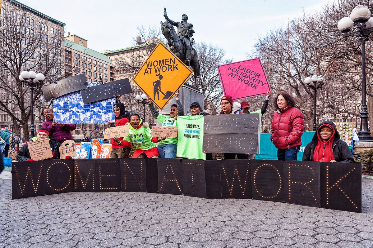 A few hundred supporters of women's rights gathered in Union Square to celebrate International Women's Day. (Gabriele Holtermann-Gorden/Pacific Press/LightRocket via Getty Images)