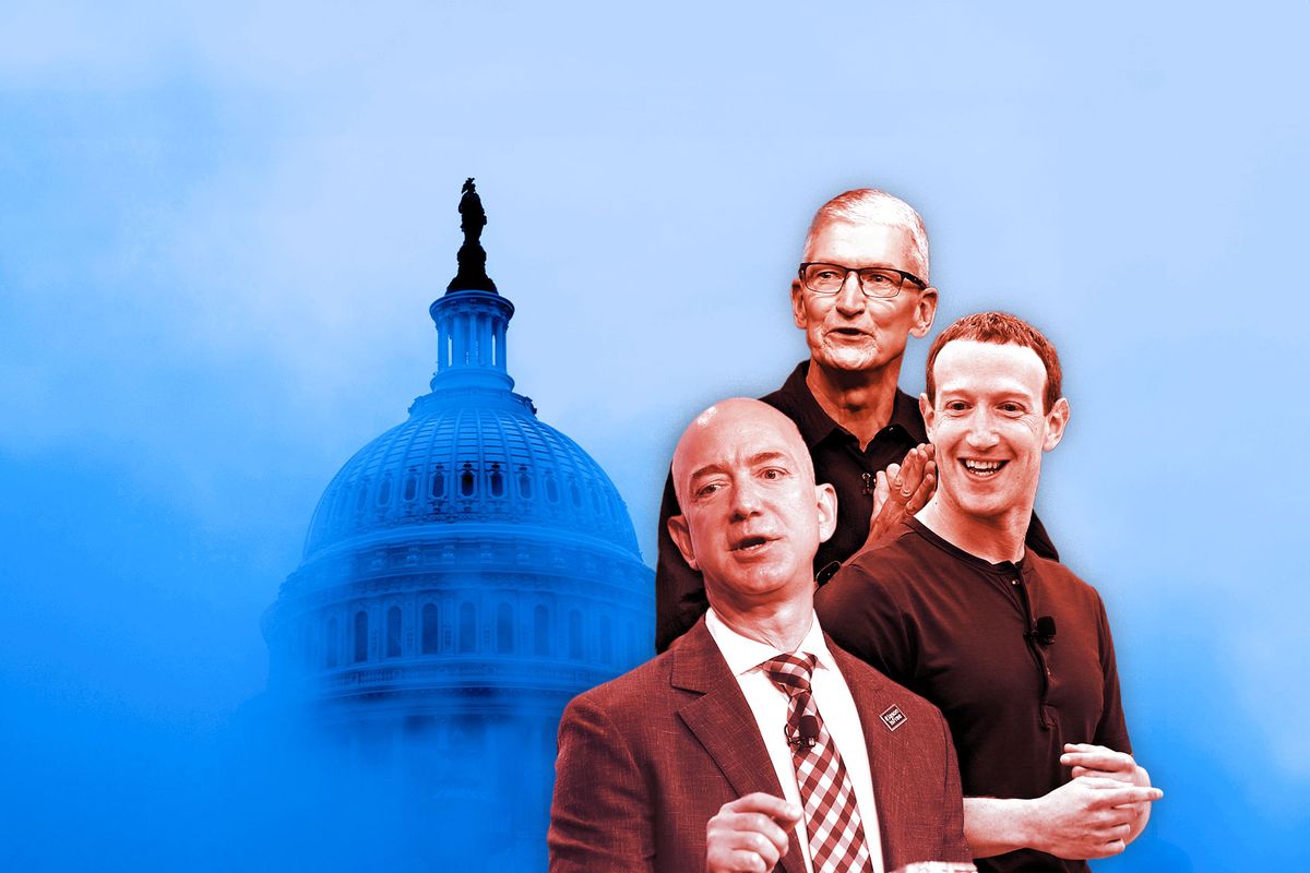 Jeff Bezos, Tim Cook and Mark Zuckerberg (Photo illustration by Salon/Getty Images)