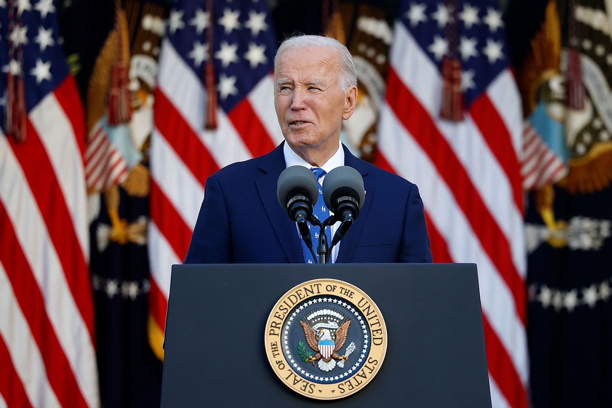 U.S. President Joe Biden delivers remarks from the Rose Garden at the White House on November 26, 2024 in Washington, DC. (Kevin Dietsch/Getty Images)