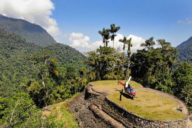 The lidar-equipped helicopter used by GEO1 to map Colombia's Ciudad Perdida