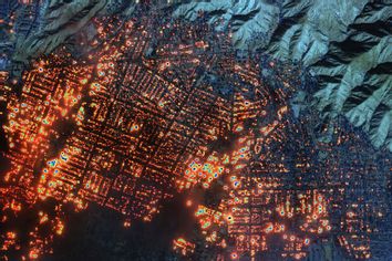 Satellite image of California Los Angeles LA fire