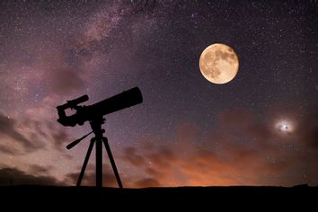 Telescope moon stars night sky astronomy