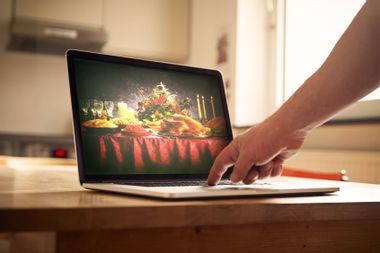 Thanksgiving dinner on a computer screen