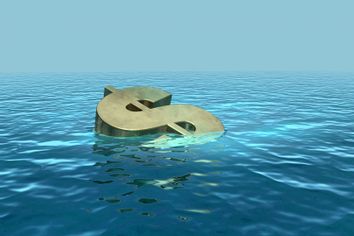 US dollar symbol sinking